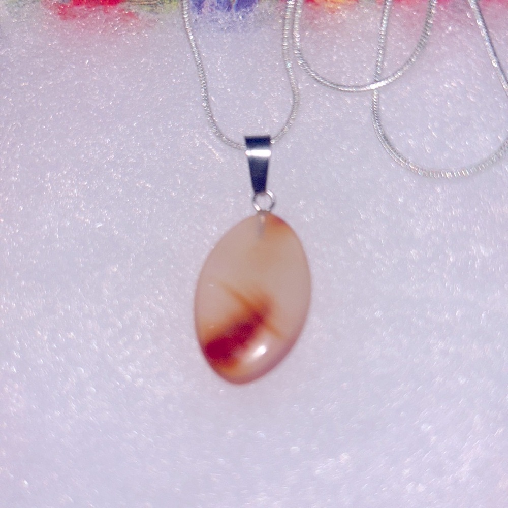 Boho hippie agate natural crystal silver 16” necklace